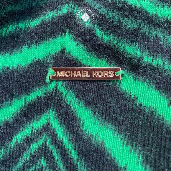 Michael Kors Zebra Print Green V Neck Sweater - Picture 5 of 8